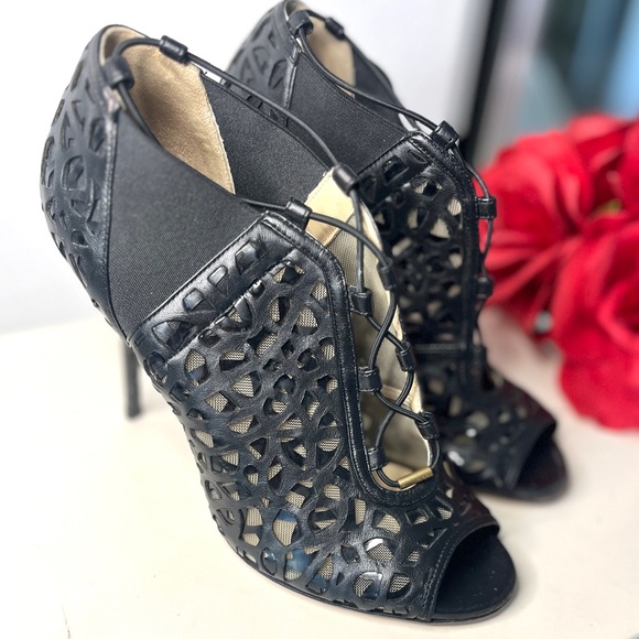 Jimmy Choo Black Tactic Lace-Up Cutout Bootie Pump Size 37 (US 7) - Picture 3 of 12